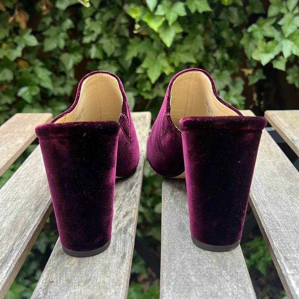 velvet dark purple ann taylor mules, size 9 - Picture 5 of 7